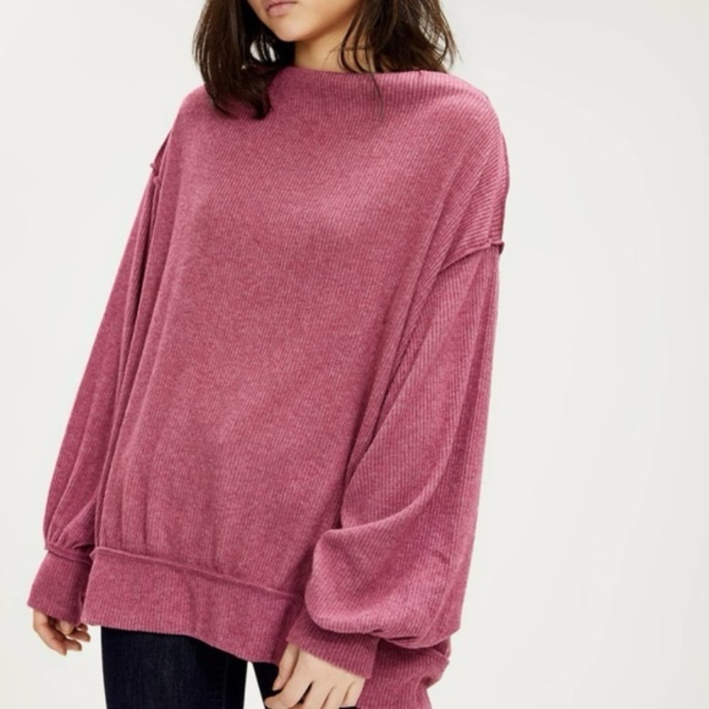 We The Free Dusty Rose Crew Neck Sweater